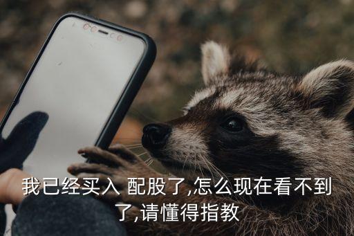 我已經買入 配股了,怎么現(xiàn)在看不到了,請懂得指教