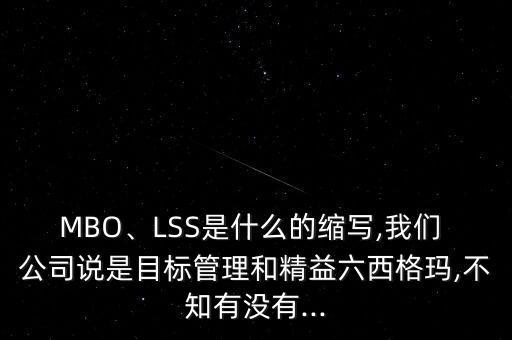 MBO、LSS是什么的縮寫(xiě),我們 公司說(shuō)是目標(biāo)管理和精益六西格瑪,不知有沒(méi)有...